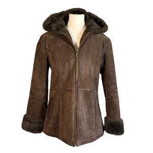 Y2K Wilson Leather Suede Fur Lined Brown Coat Medium